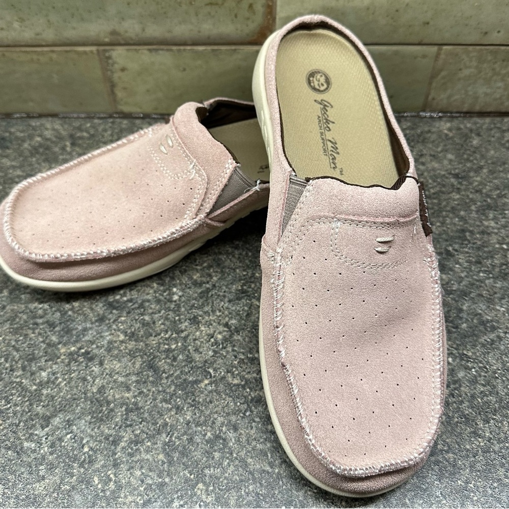 Gecko Man Pink Arch Support Suede Slippers Women’s Size 8